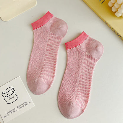 Color Trim Breathable Ankle Socks(8 Pairs)