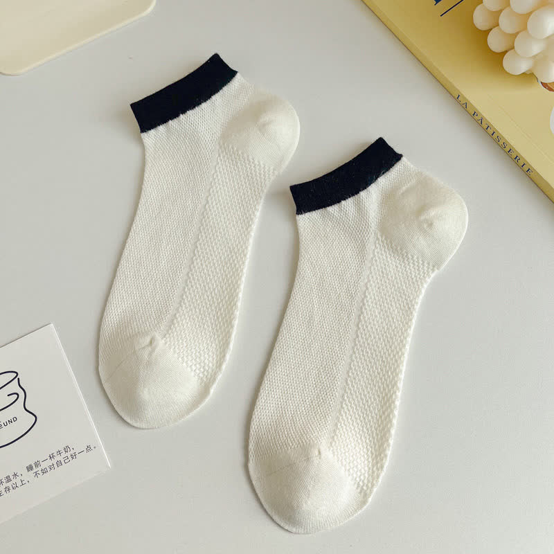 Color Trim Breathable Ankle Socks(8 Pairs)