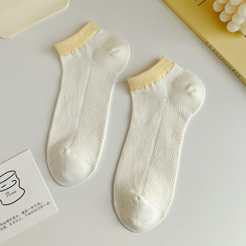 Color Trim Breathable Ankle Socks(8 Pairs)