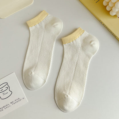 Color Trim Breathable Ankle Socks(8 Pairs)