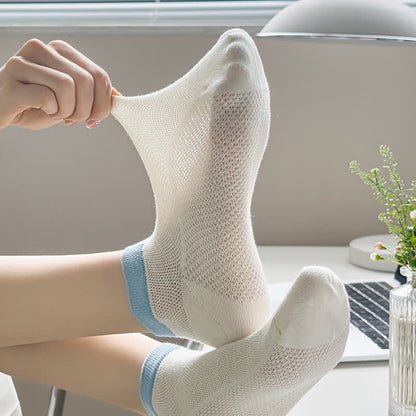 Color Trim Breathable Ankle Socks(8 Pairs)