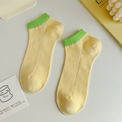Color Trim Breathable Ankle Socks(8 Pairs)