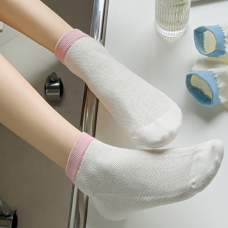 Color Trim Breathable Ankle Socks(8 Pairs)