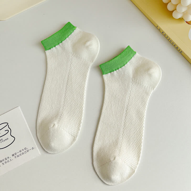 Color Trim Breathable Ankle Socks(8 Pairs)