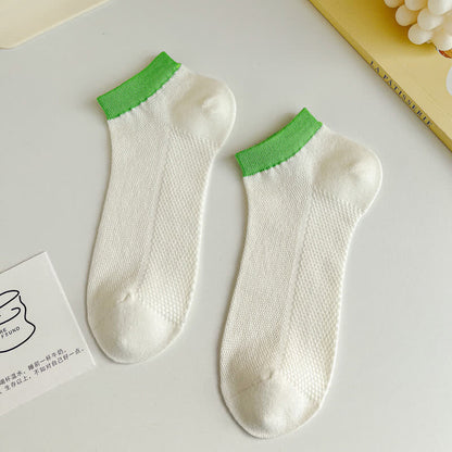 Color Trim Breathable Ankle Socks(8 Pairs)