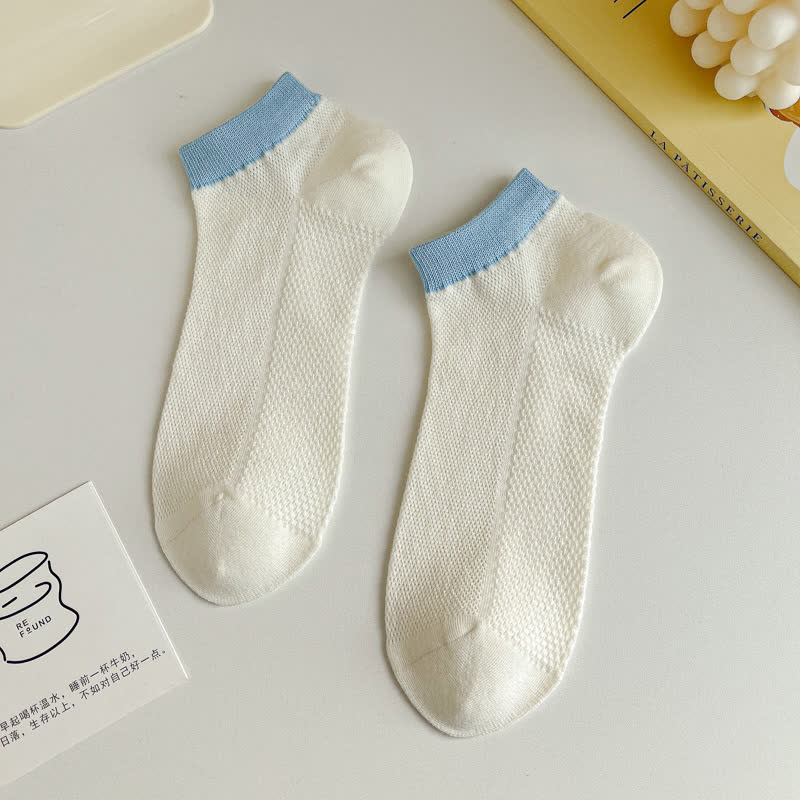 Color Trim Breathable Ankle Socks(8 Pairs)