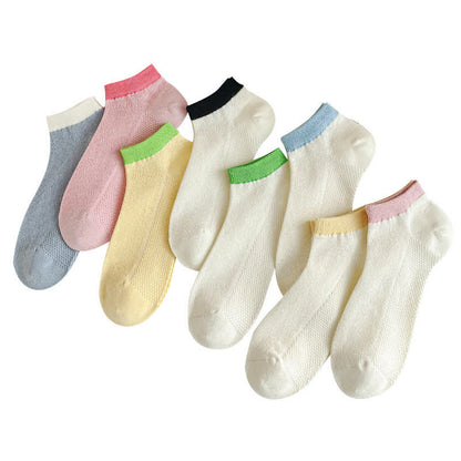 Color Trim Breathable Ankle Socks(8 Pairs)