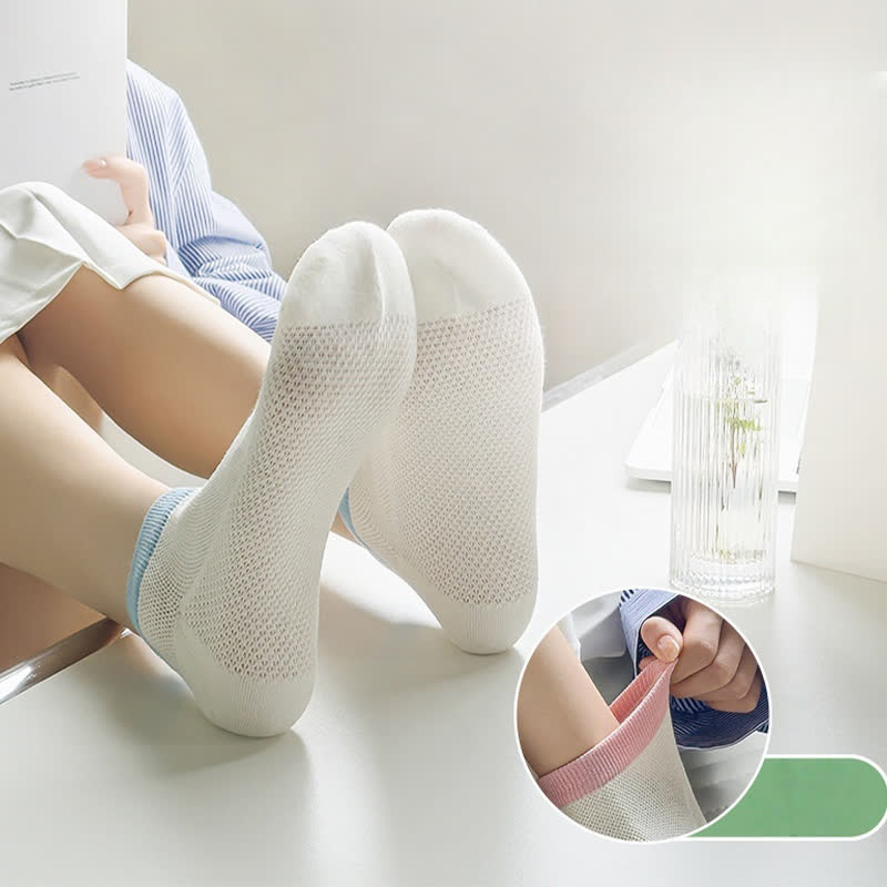Color Trim Breathable Ankle Socks(8 Pairs)