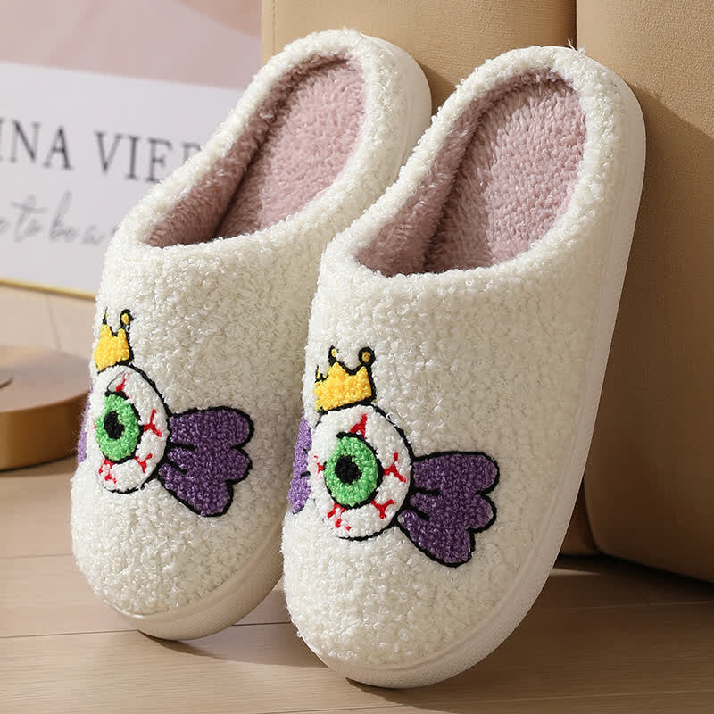 Funny Eye Print Fluffy Home Slippers