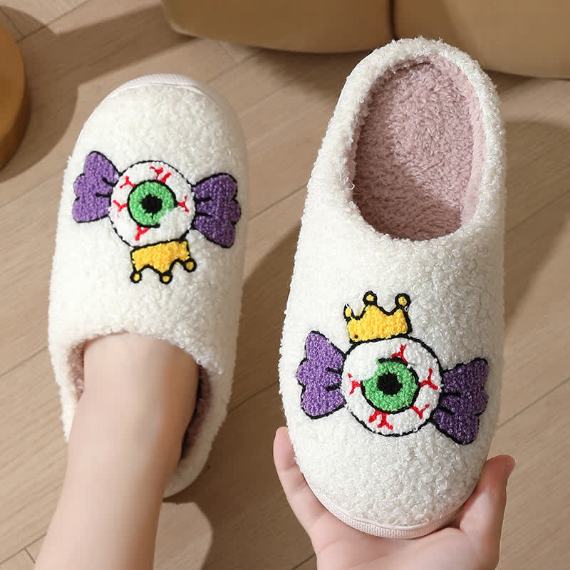 Funny Eye Print Fluffy Home Slippers