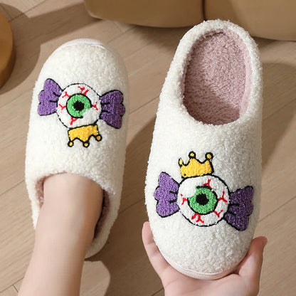 Funny Eye Print Fluffy Home Slippers