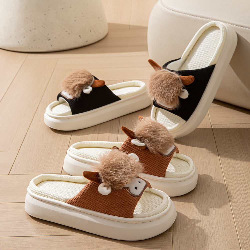 Plusock Cute Cartoon Indoor Home Linen Slippers - image 1