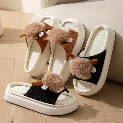Plusock Cute Cartoon Indoor Home Linen Slippers - image 2