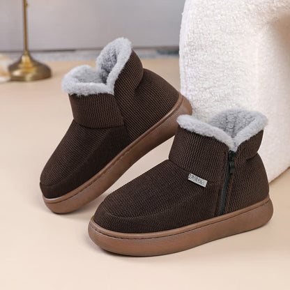 Plus Size Zipper Solid Color Warm Slippers