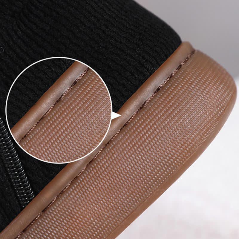Plus Size Zipper Solid Color Warm Slippers