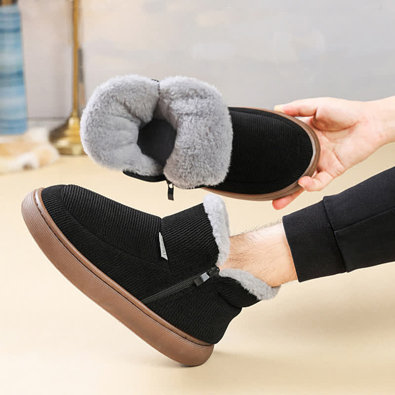 Plus Size Zipper Solid Color Warm Slippers