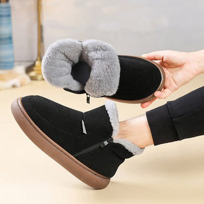 Plus Size Zipper Solid Color Warm Slippers