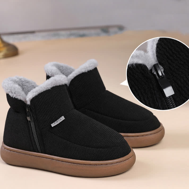 Plus Size Zipper Solid Color Warm Slippers