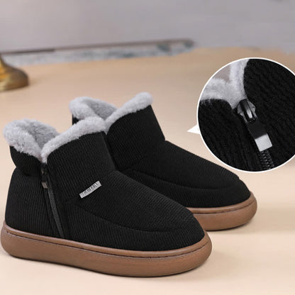 Plus Size Zipper Solid Color Warm Slippers