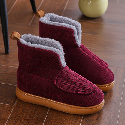 Plusock Plus Size Solid Color Velcro Warm Slippers - Wine - EU42-43(US7-7.5) - image 4