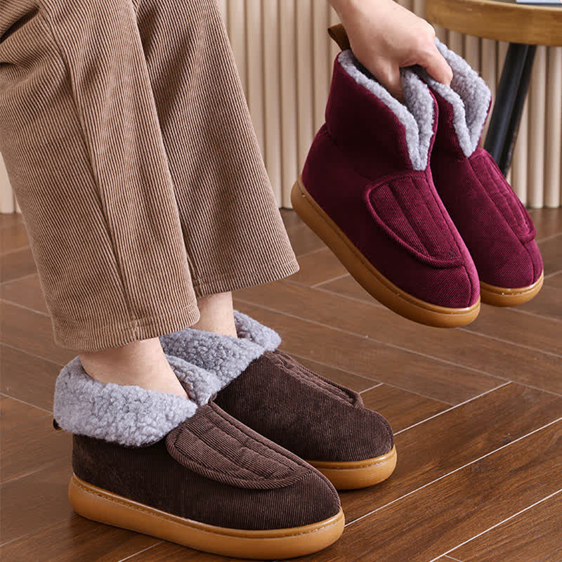 Plus Size Solid Color Velcro Warm Slippers - image 2