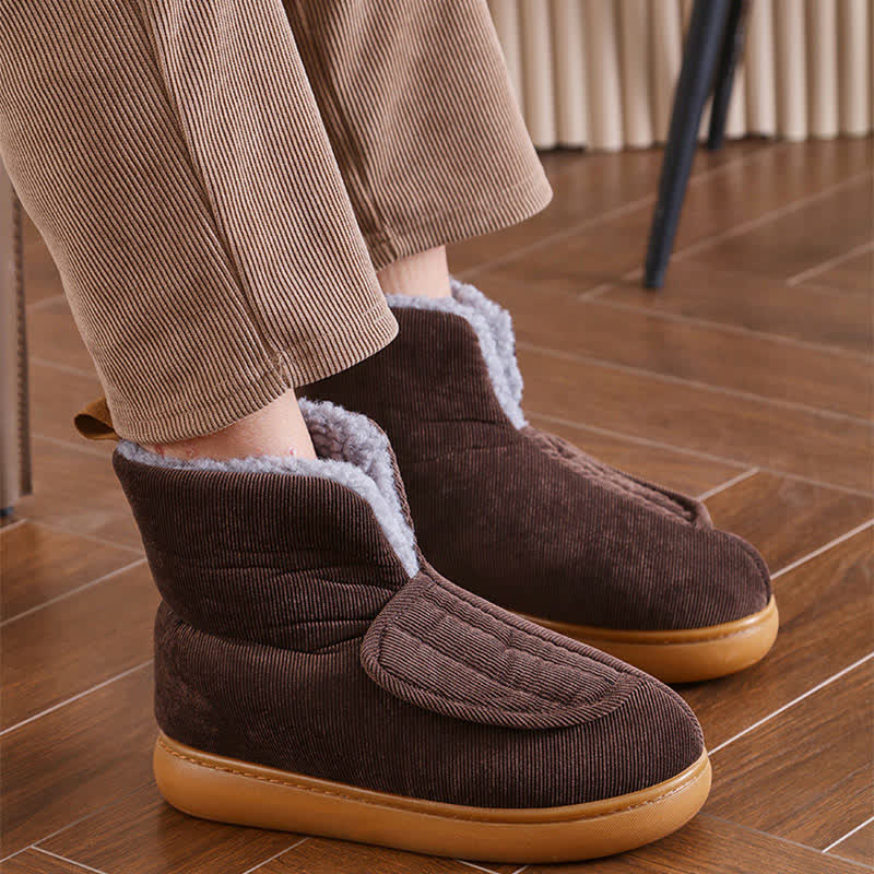 Plus Size Solid Color Velcro Warm Slippers - image 5