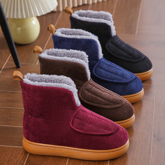 Plus Size Solid Color Velcro Warm Slippers