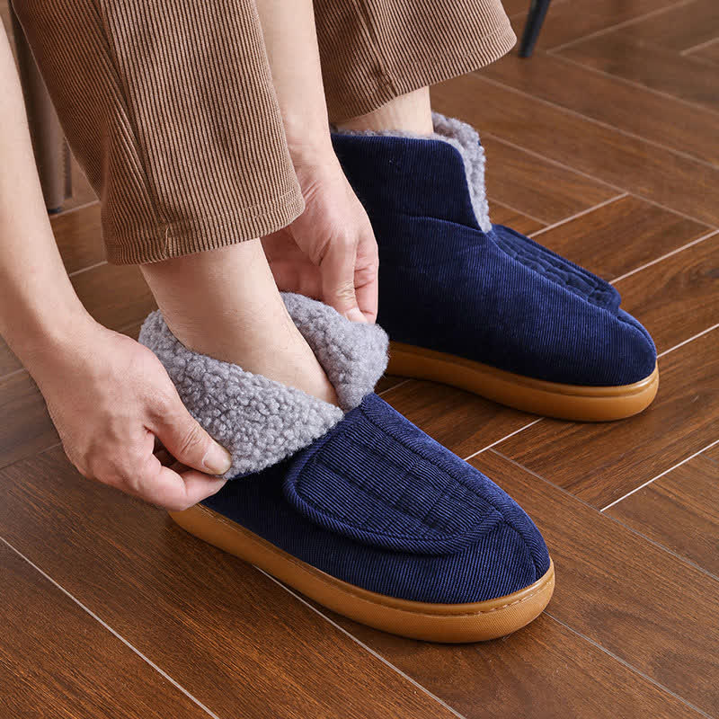 Plus Size Solid Color Velcro Warm Slippers - image 11