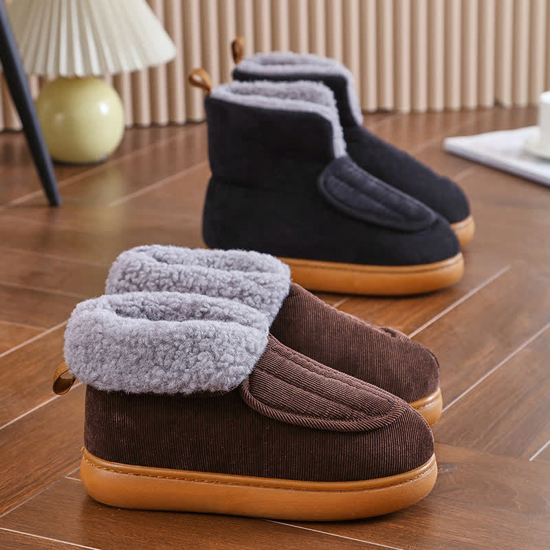 Plus Size Solid Color Velcro Warm Slippers - image 3