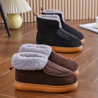 Plus Size Solid Color Velcro Warm Slippers - image 3