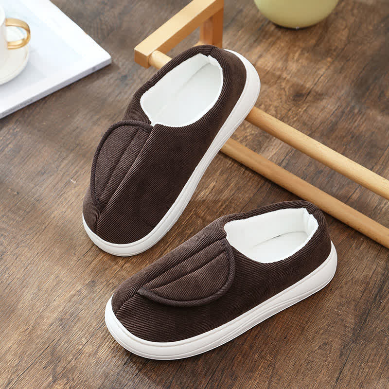 Plusock Plus Size Non-Slip Velcro Warm Slippers - Brown - EU46-47(US12-12.5) - image 9