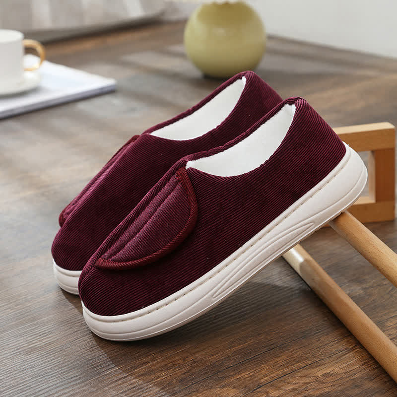 Plusock Plus Size Non-Slip Velcro Warm Slippers - Wine - EU42-43(US8.5-9) - image 6