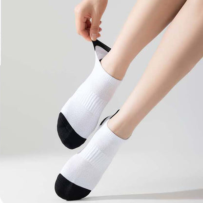 Color Block Breathable Mesh Ankle Compression Socks(8 Pairs)