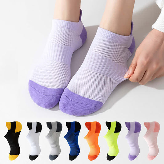 Color Block Breathable Mesh Ankle Compression Socks(8 Pairs)