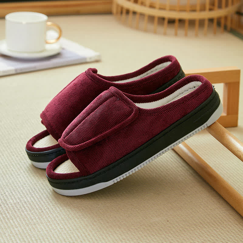 Plusock Plus Size Easy On Velcro Non-slip Slippers - Wine - EU42-43(US7.5-8.5) - image 5