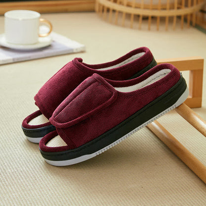 Plusock Plus Size Easy On Velcro Non-slip Slippers - Wine - EU42-43(US7.5-8.5) - image 5
