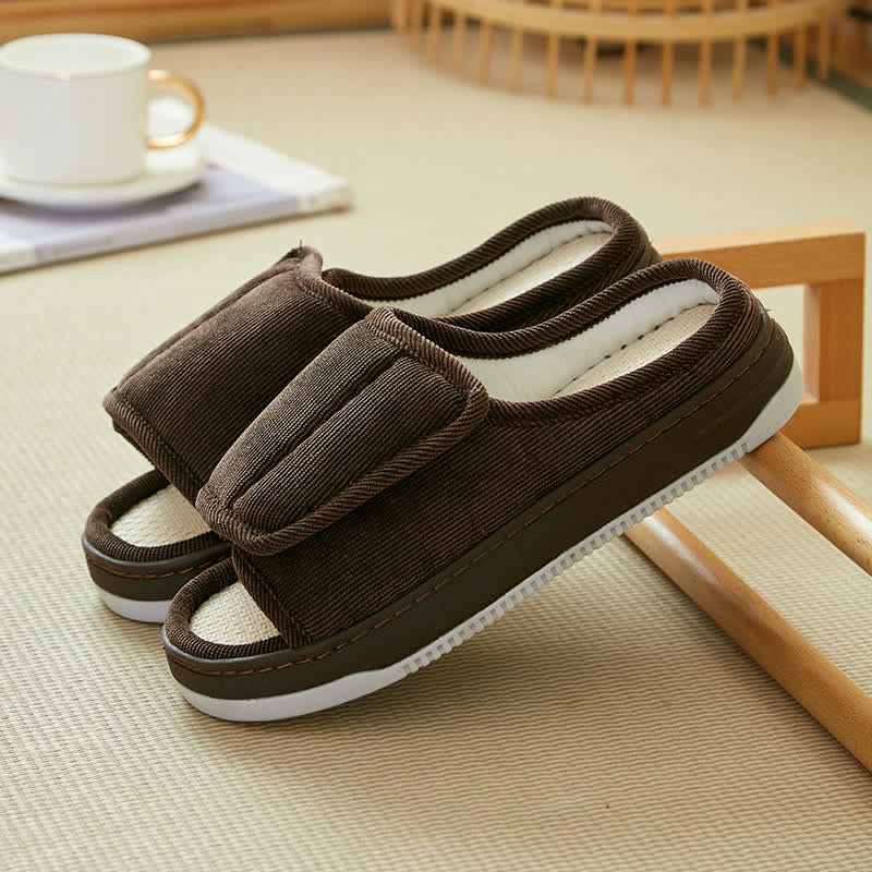 Plusock Plus Size Easy On Velcro Non-slip Slippers - Brown - EU48-49(US12-12.5) - image 6