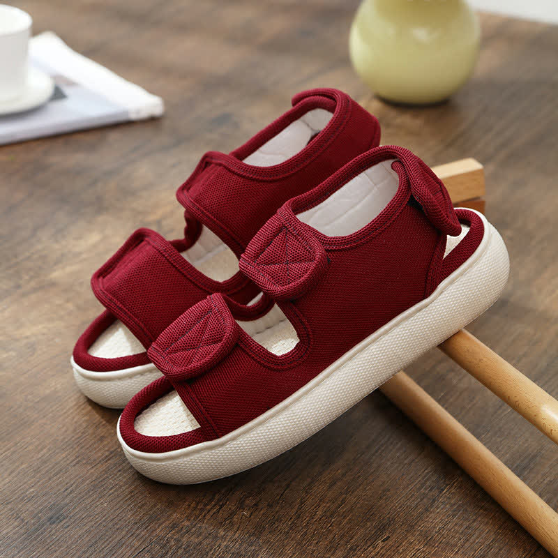 Plusock Plus Size Easy On Velcro Anti-slip Slippers - Red - EU41-42(US7-7.5) - image 5