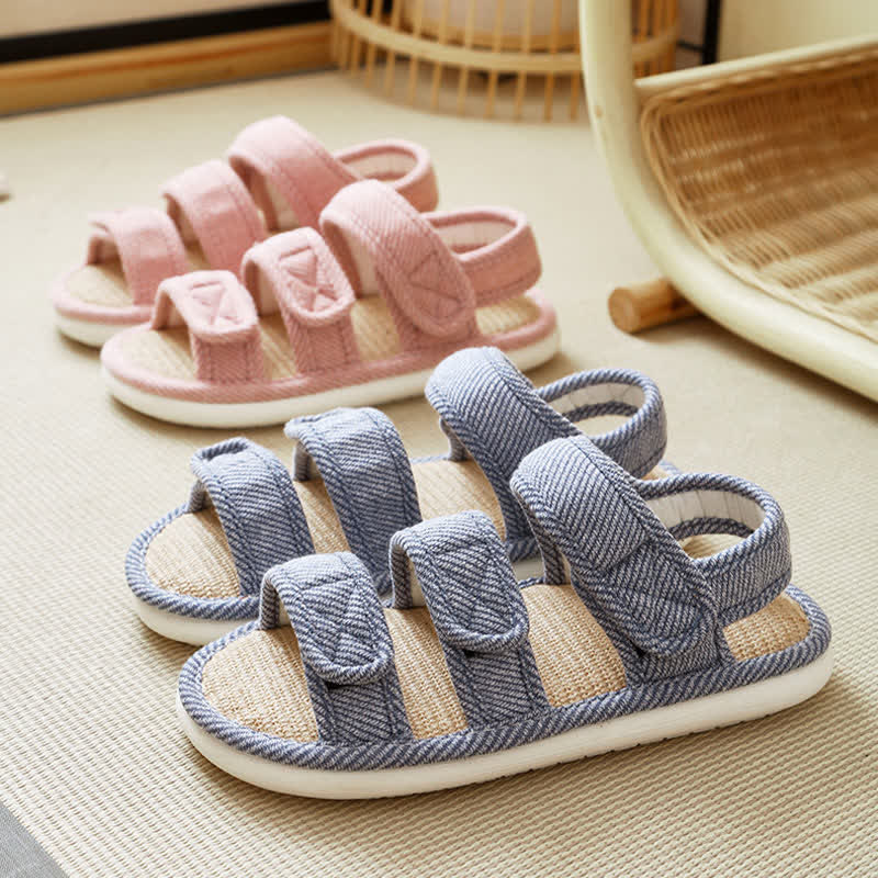 Plusock Plus Size Breathable Velcro Linen Slippers - image 4