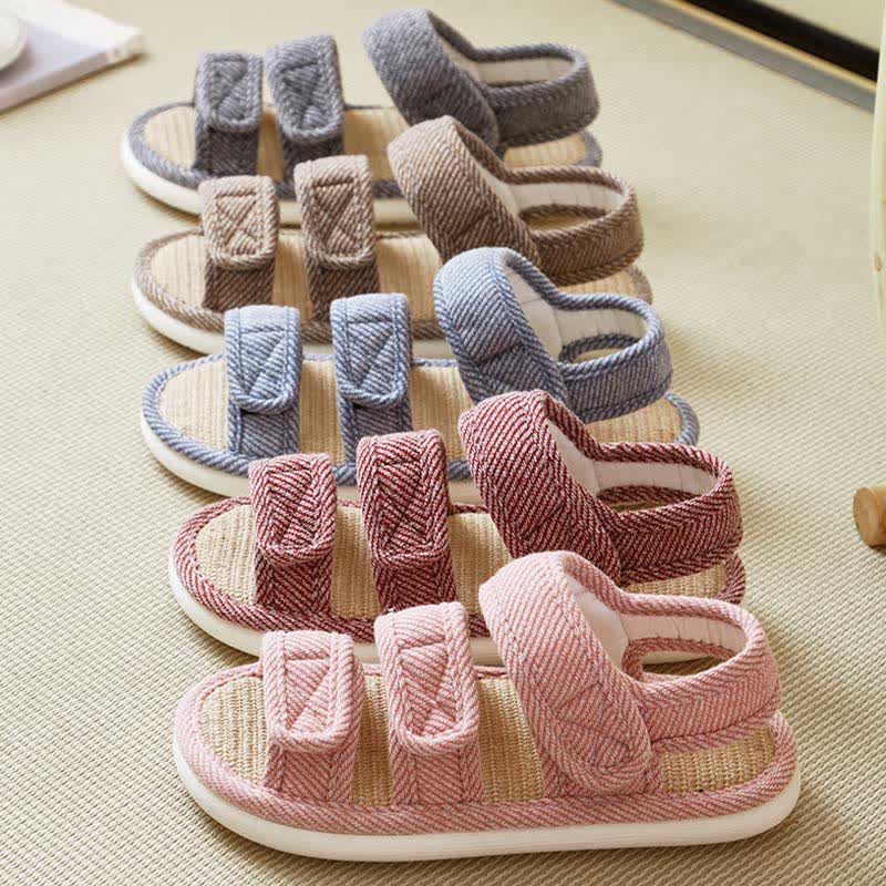 Plusock Plus Size Breathable Velcro Linen Slippers - image 3