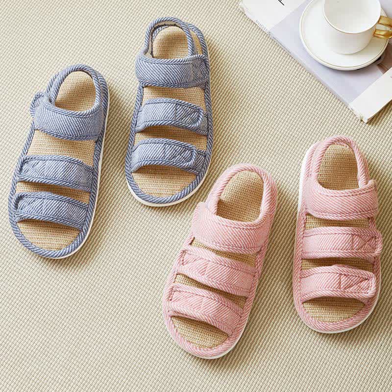 Plusock Plus Size Breathable Velcro Linen Slippers - image 5