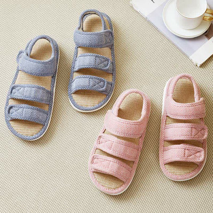 Plusock Plus Size Breathable Velcro Linen Slippers - image 5