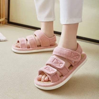 Plusock Plus Size Breathable Velcro Linen Slippers - image 9