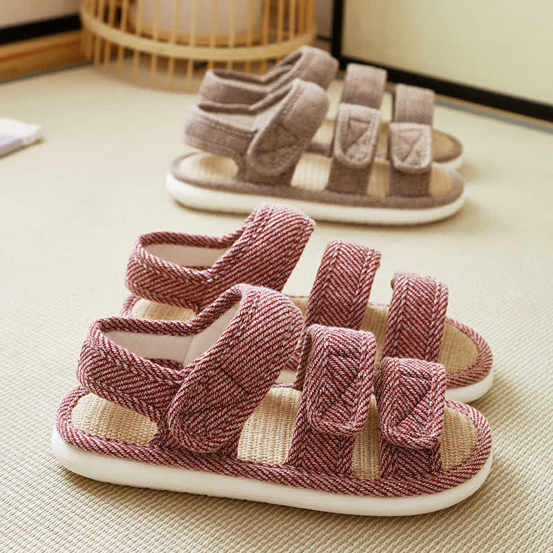 Plusock Plus Size Breathable Velcro Linen Slippers - image 7