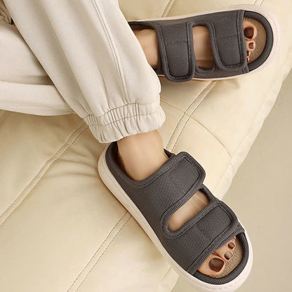 Plus Size Adjustable Velcro Non-slip Linen Slippers