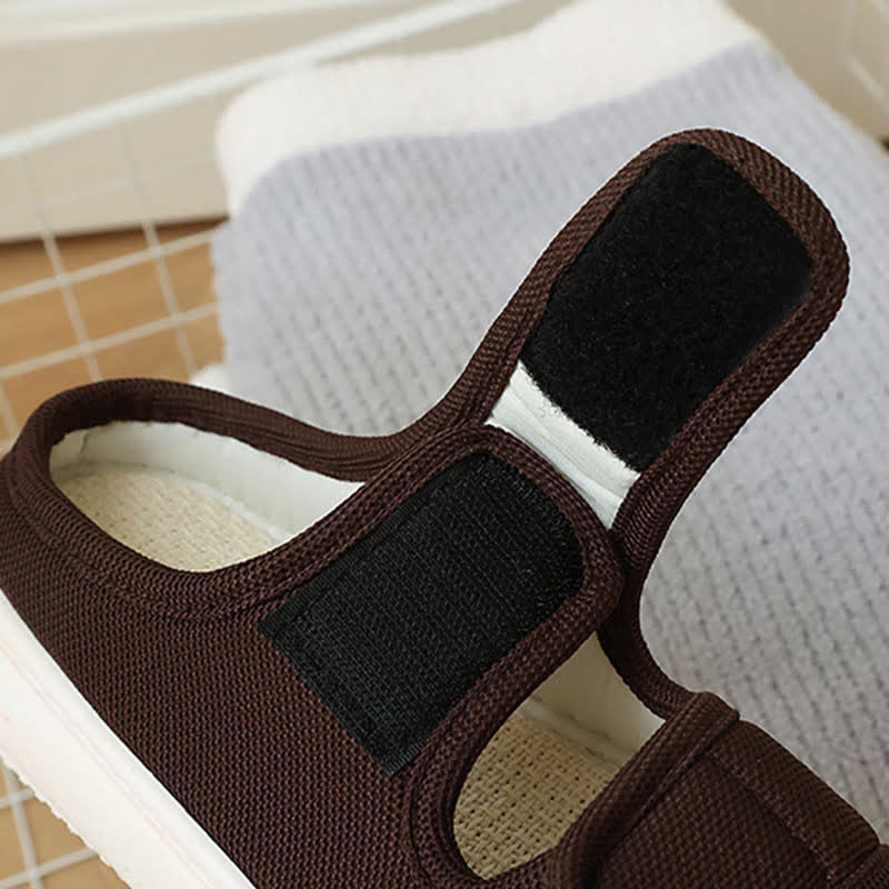 Plus Size Adjustable Velcro Non-slip Linen Slippers