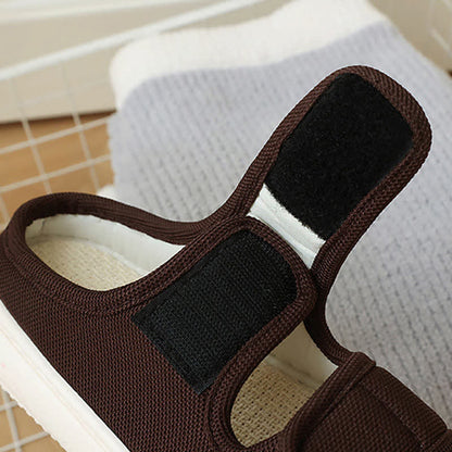 Plus Size Adjustable Velcro Non-slip Linen Slippers