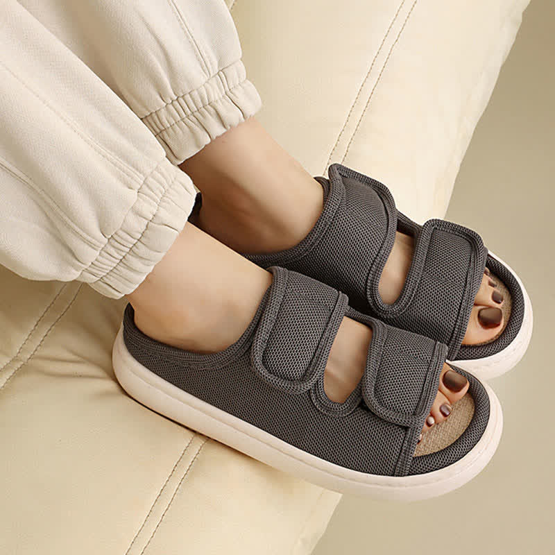 Plusock Plus Size Adjustable Velcro Non-slip Linen Slippers - image 1