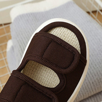 Plus Size Adjustable Velcro Non-slip Linen Slippers