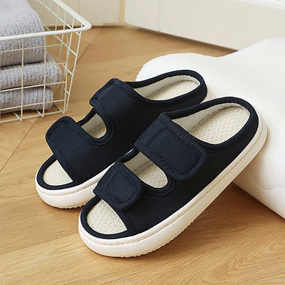 Plus Size Adjustable Velcro Non-slip Linen Slippers